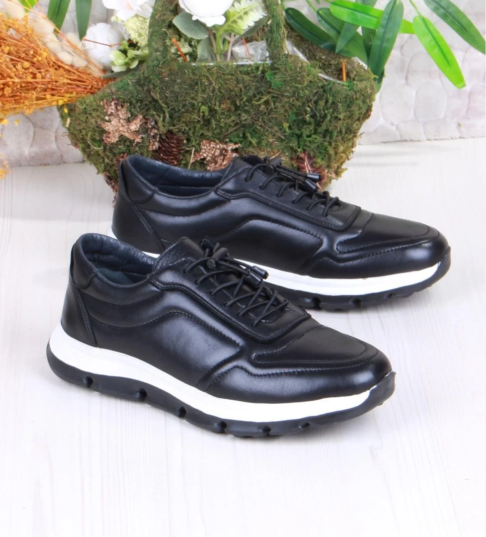 42426 Rahat Hafif Hakiki Deri Lastik Bağcıklı Erkek Ayakkabı