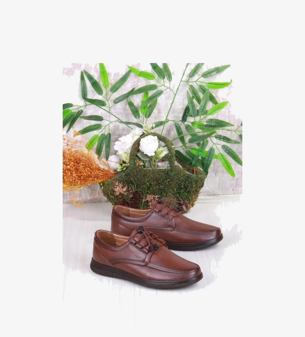 42225 Comfort Rahat Esnek Lastik Bağçıklı Hakiki Deri Erkek Ayakkabı - Görsel 1