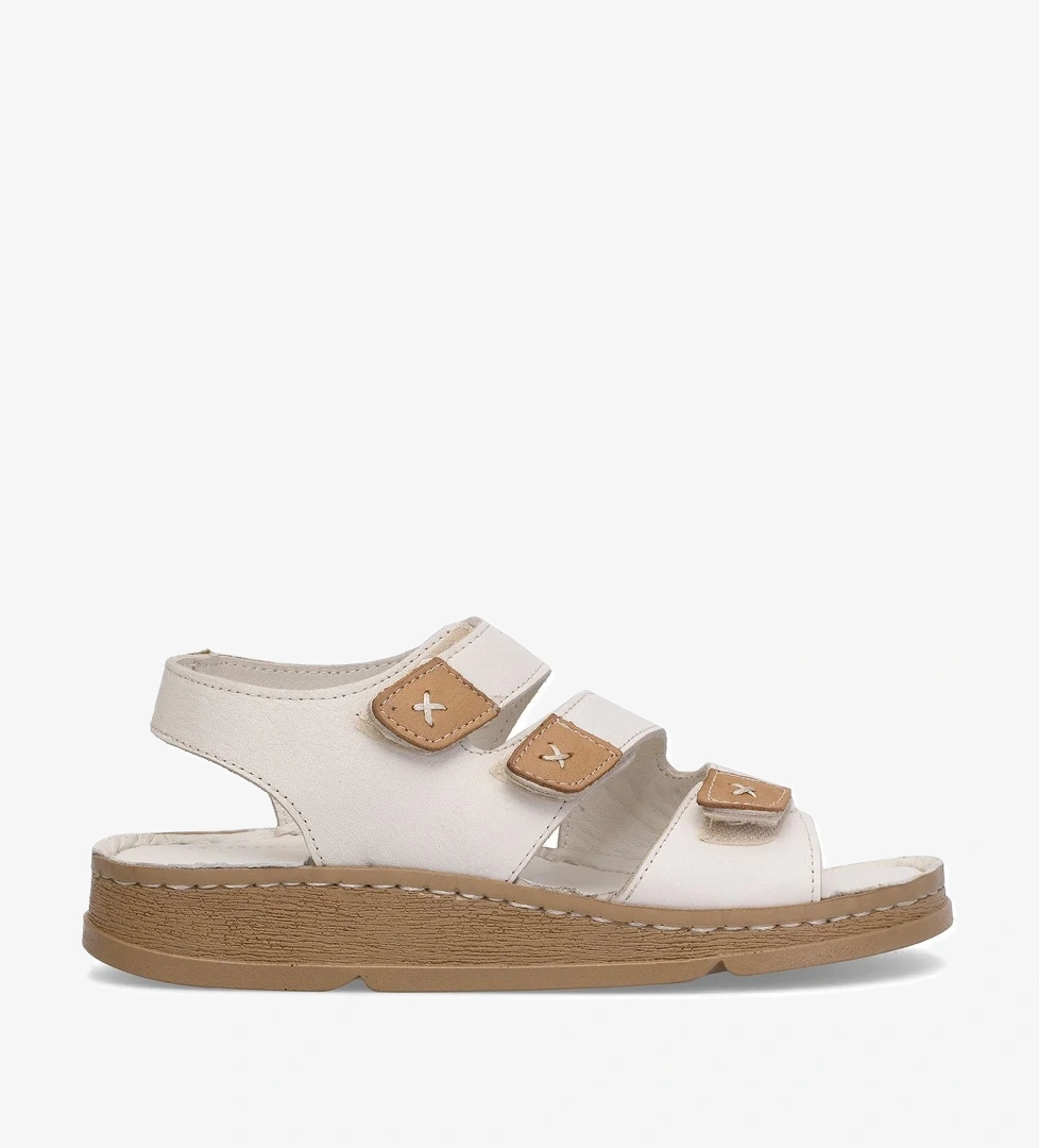 D25YS-2450 Kadın Hakiki Deri Düz Sandalet Kemik