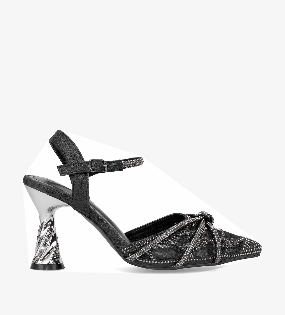 Guja 25y125-1 Kadın Taşlı Abiye Ayakkabı Gümüş Siyah model görseli