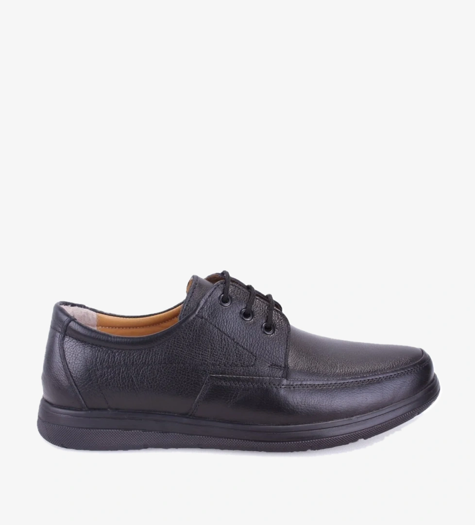 Dagoster DMA08-433 Siyah Ortopedik Poliüretan Taban Günlük Bağcıklı Erkek Deri Ayakkabı model görseli