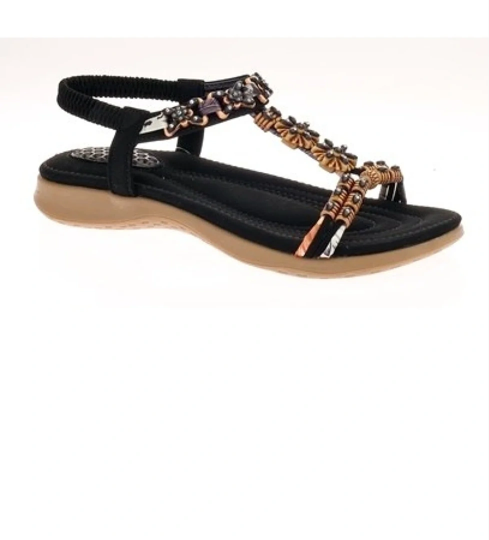 Kadın Boncuklu Aksesuarlı Rahat Yumuşak Taban Sandalet B320