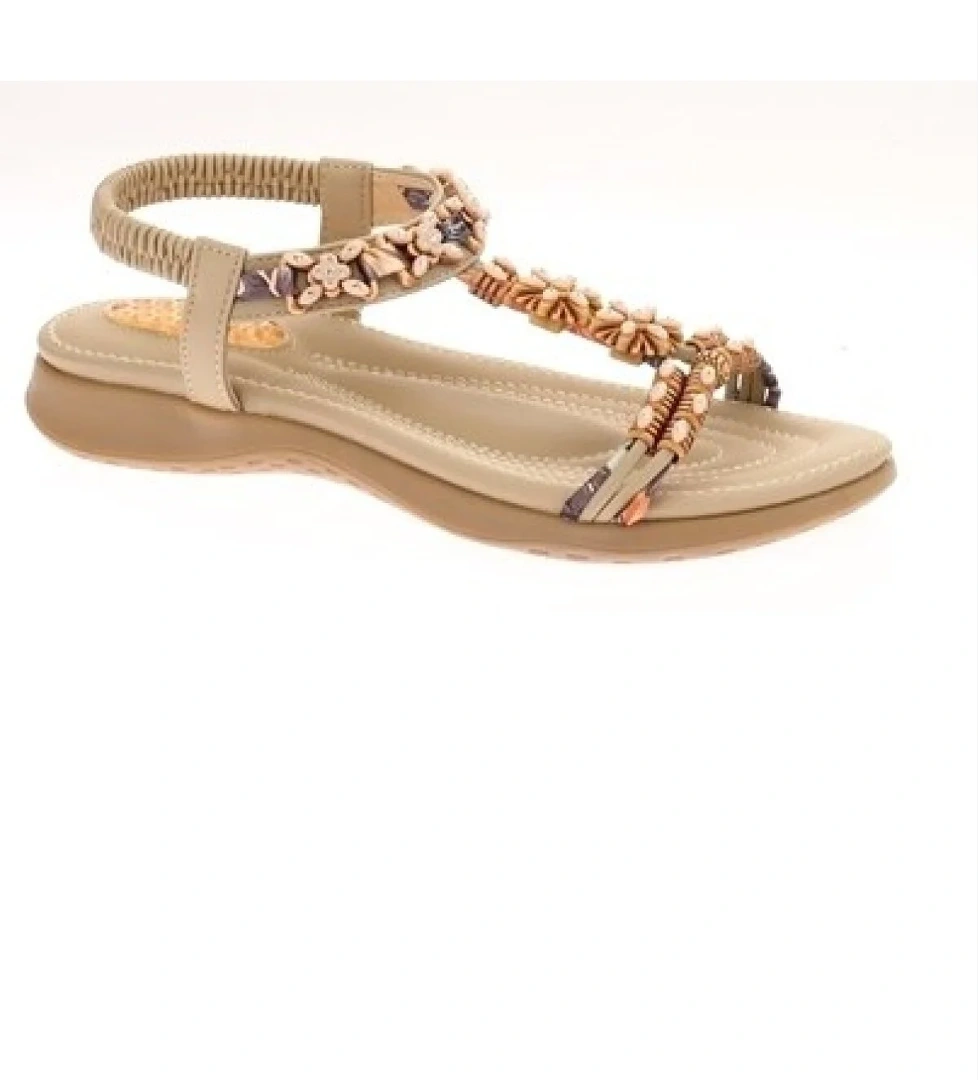 Voyager Kadın Boncuklu Aksesuarlı Rahat Yumuşak Taban Sandalet B320 model görseli