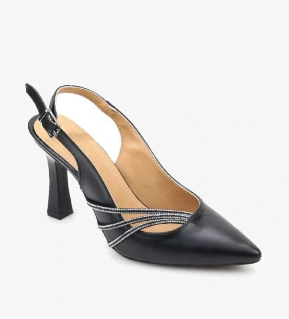 Wzy 02814 8,5 Cm Topuklu Kadın Arkası Açık Stiletto Ayakkabı