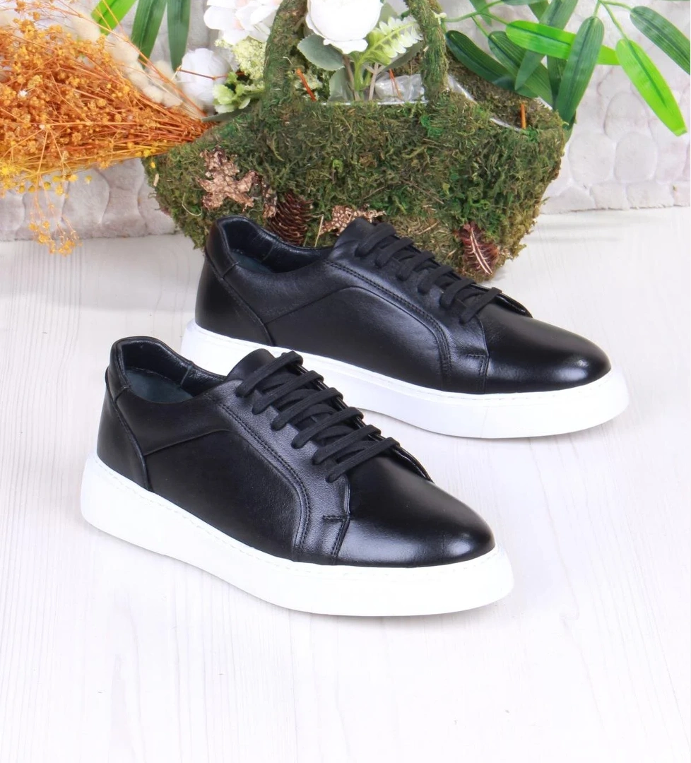 46642 Rahat Hakiki Deri Sneaker Erkek Ayakkabı - Görsel 1