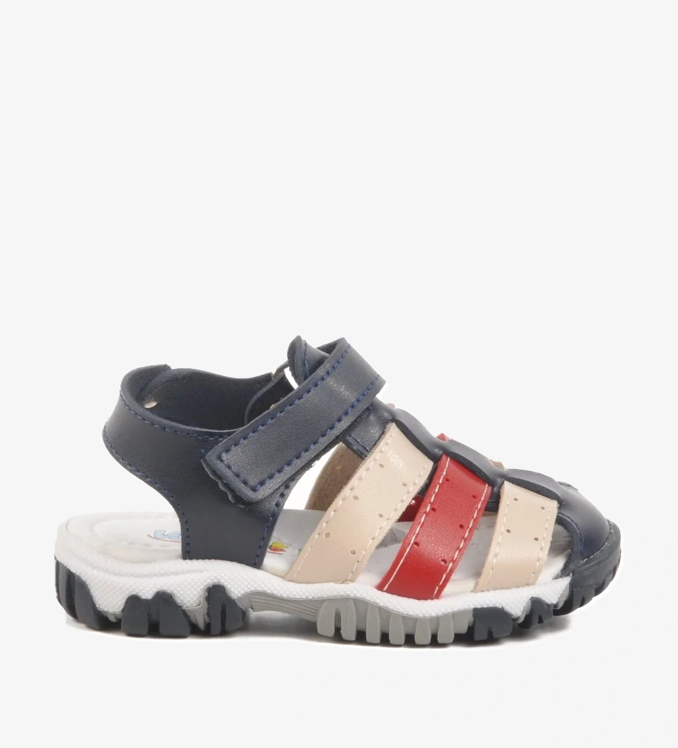 Lacivert Kırmızı Cırtlı Hafif Unisex Çocuk Sandalet 173101 B