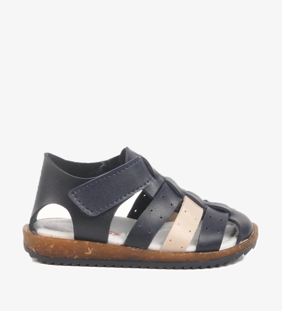 Lacivert Bej Cırtlı Hafif Unisex Çocuk Sandalet 17370 B