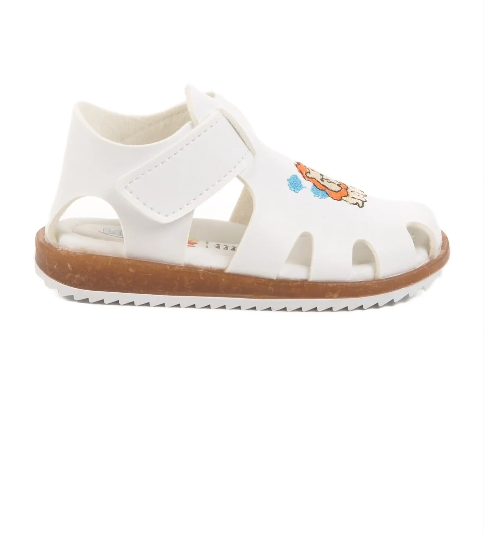 Beyaz Cırtlı Hafif Unisex Çocuk Sandalet 17373 B