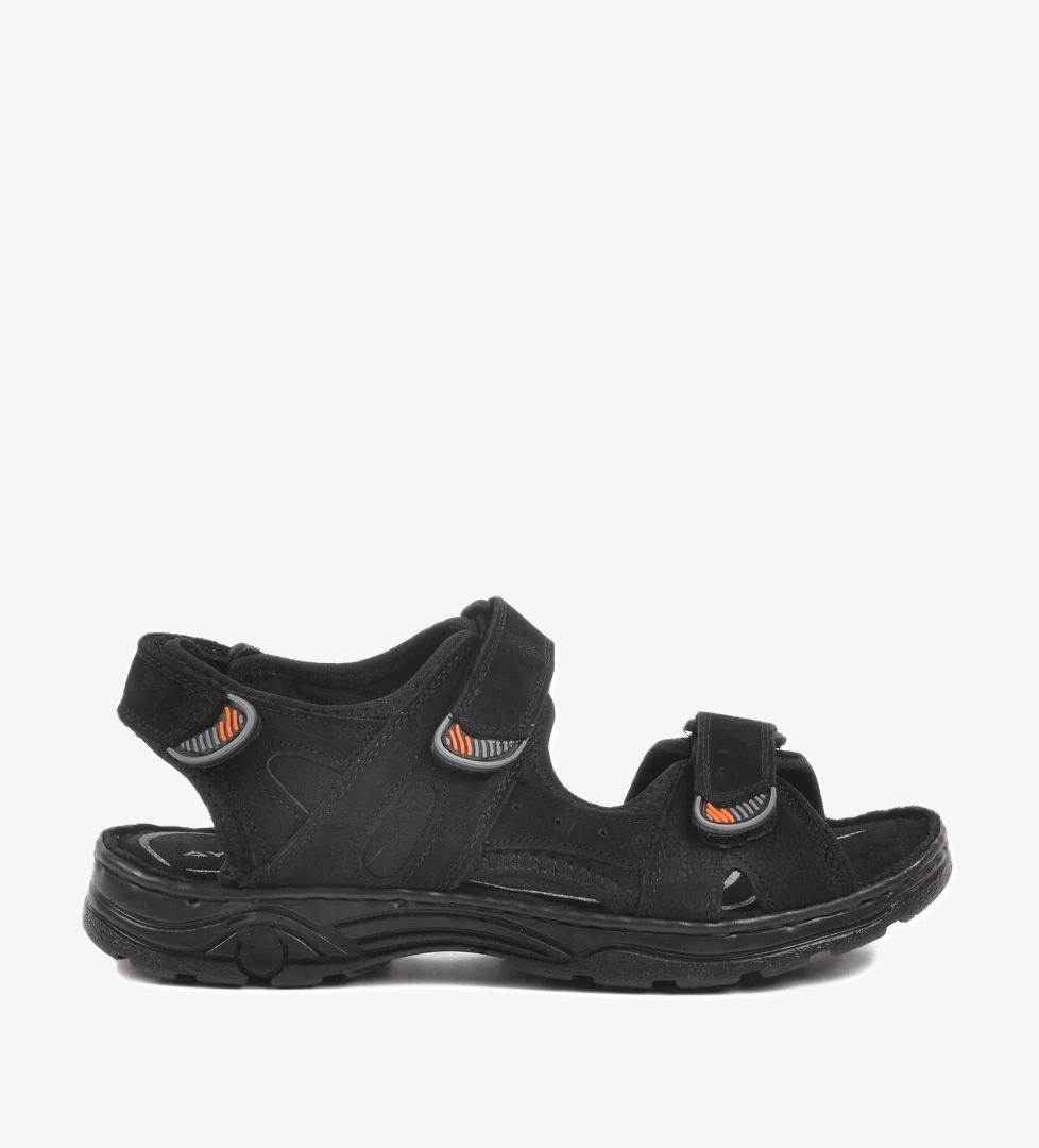 Siyah Nubuk Erkek Çocuk Cırtlı Spor Sandalet 1305 G