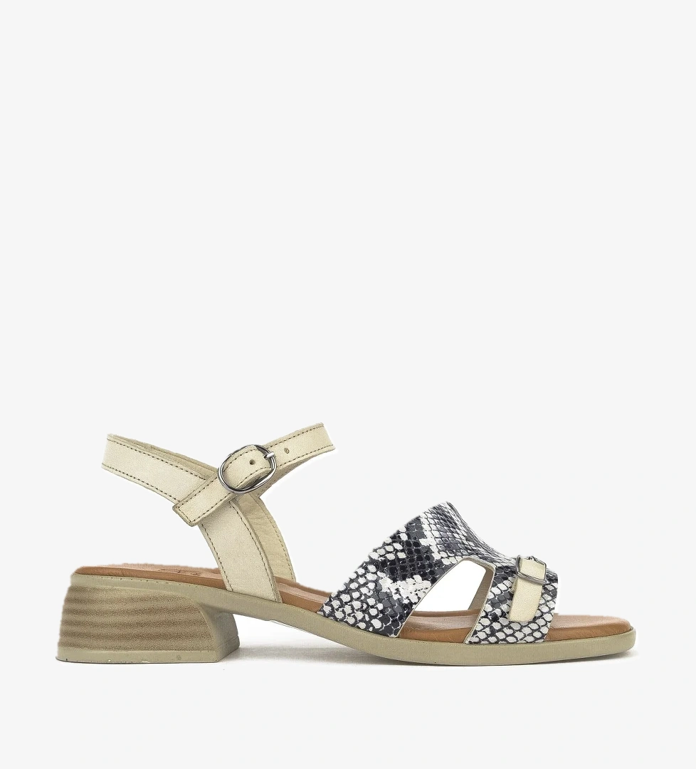 Kadın Hakiki Deri Topuklu Sandalet 1511032Z10209 Kırık Beyaz