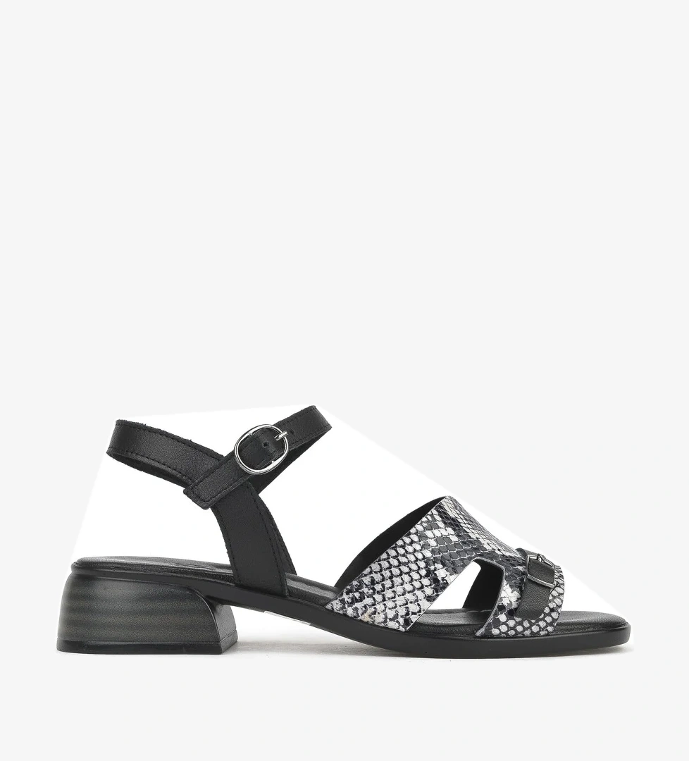 Kadın Hakiki Deri Topuklu Sandalet 1511032Z10209 Siyah - Görsel 1