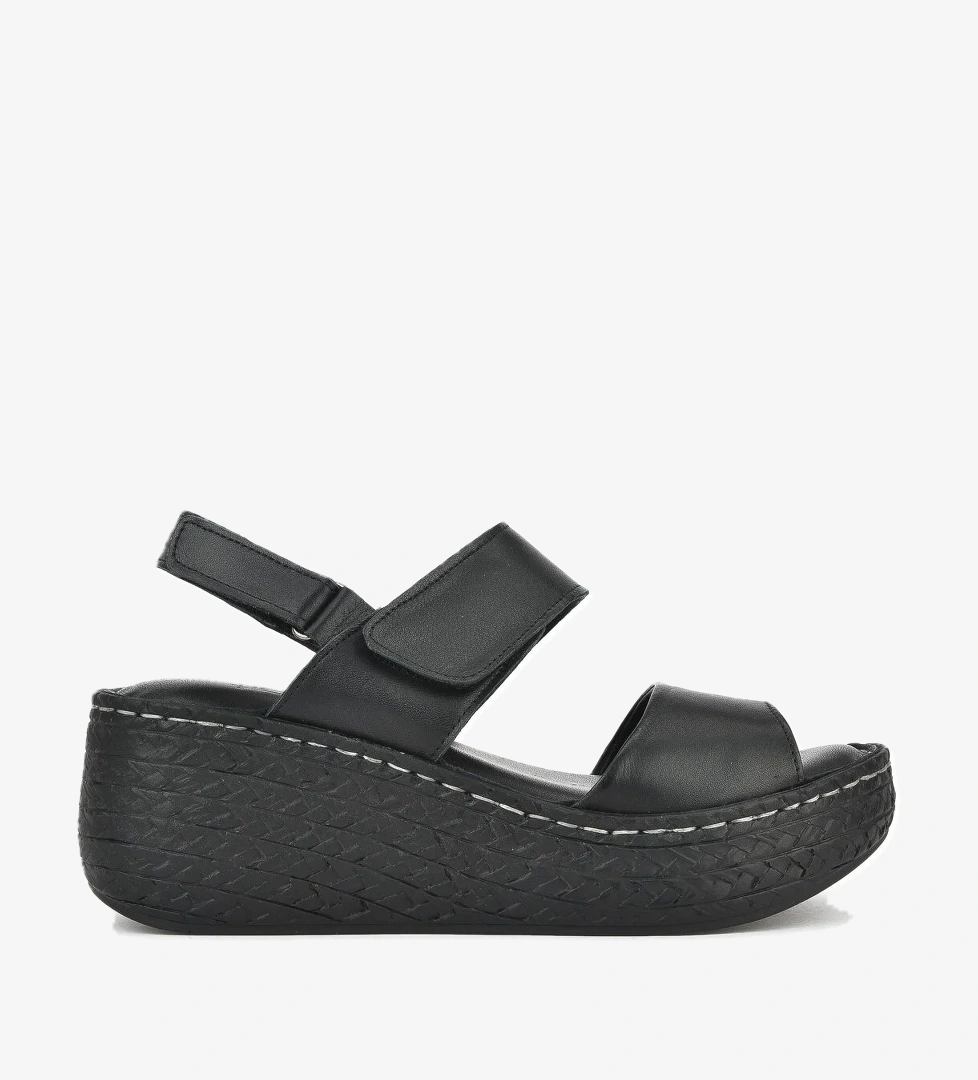 Kadın Hakiki Deri Dolgu Topuk Sandalet 1511032Z7706 Siyah