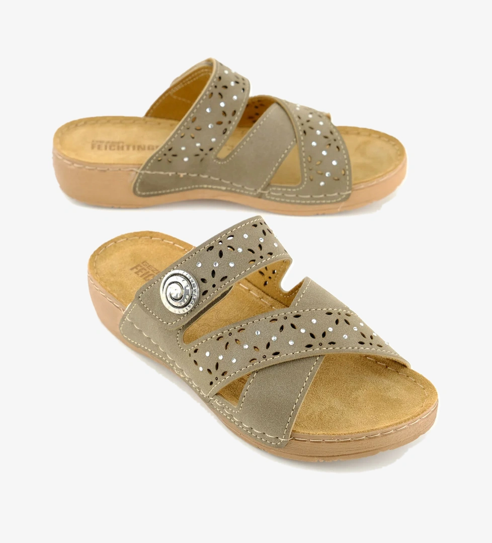 Feichtingen Kadın Yazlık İç Taban Hakiki Deri Tek Cırt Cırtlı Ayarlanabilir Rahat Taban Günlük Terlik - Görsel 1