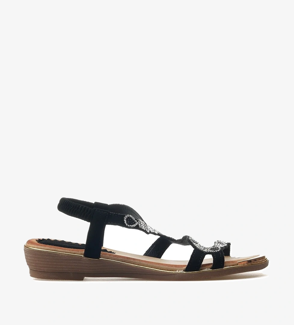 Kadın Taş Detaylı Günlük Sandalet 25y 25y122-5 Z Siyah