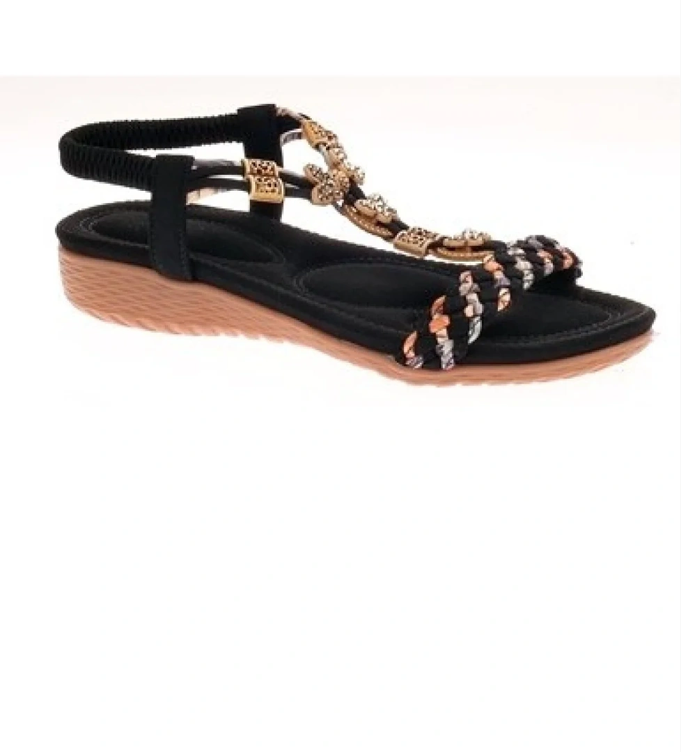 Kadın Boncuklu Aksesuarlı Rahat Yumuşak Taban Sandalet B106