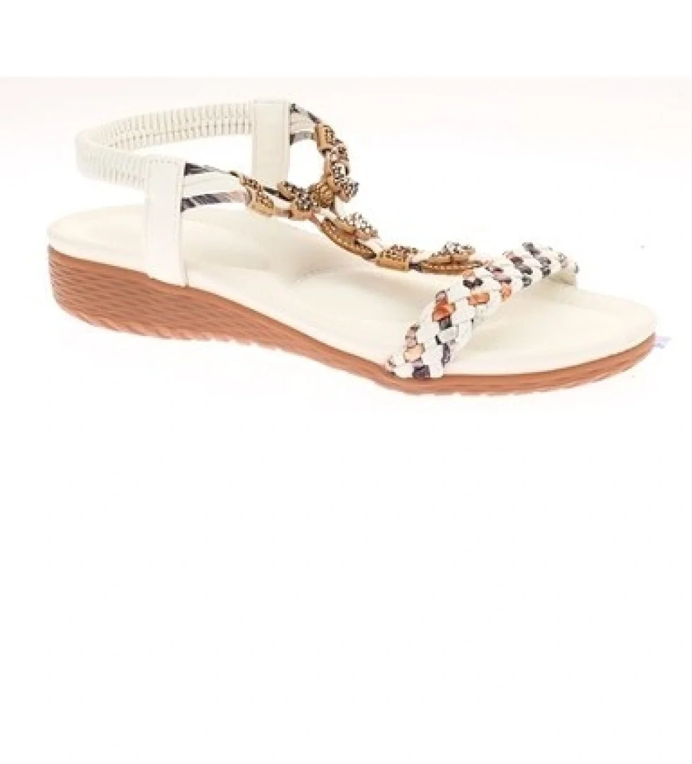 Kadın Boncuklu Aksesuarlı Rahat Yumuşak Taban Sandalet B106 - Görsel 1