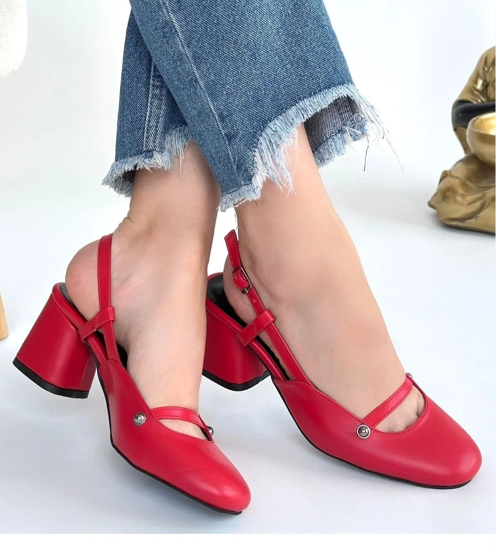 Kırmızı Kadın Topuklu Ayakkabı