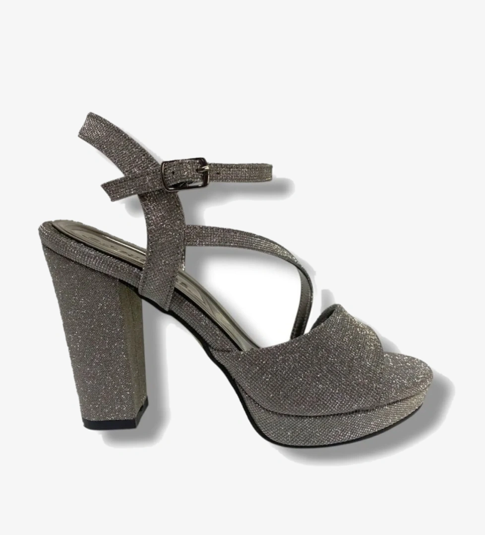 342-25 Simli Yüksek Topuk Kadın Sandalet