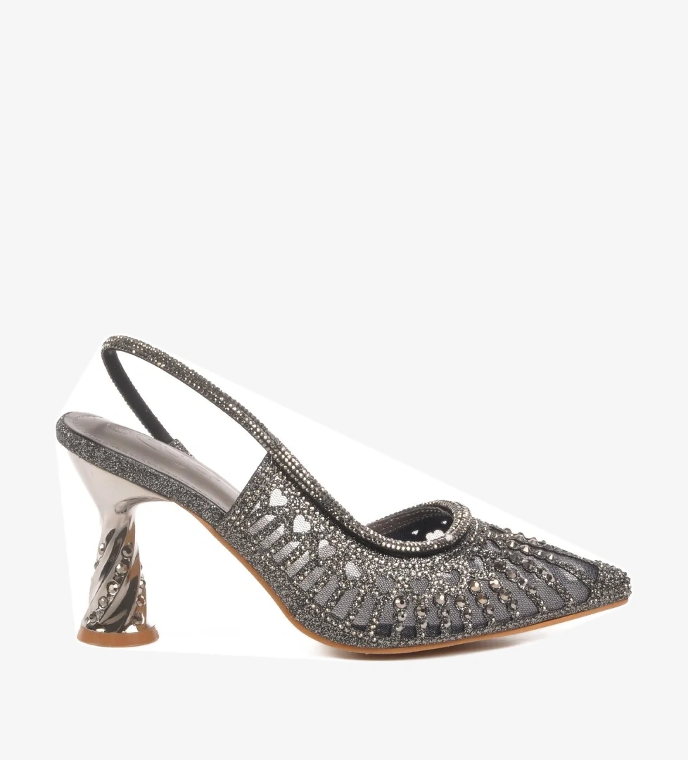 Guja Gri Taş İşlemeli Kadın Abiye Ayakkabı model görseli