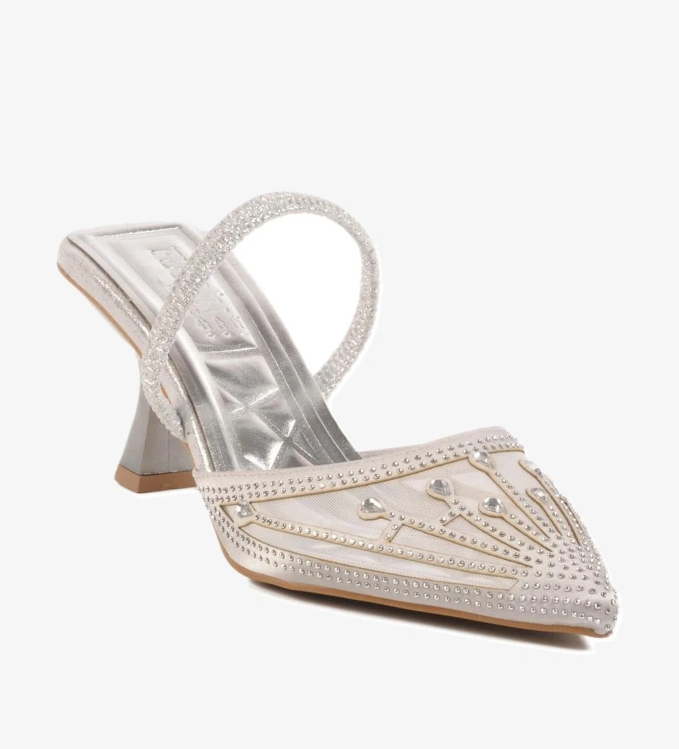 Gümüş Kadın Abiye Ayakkabı T-100 Z