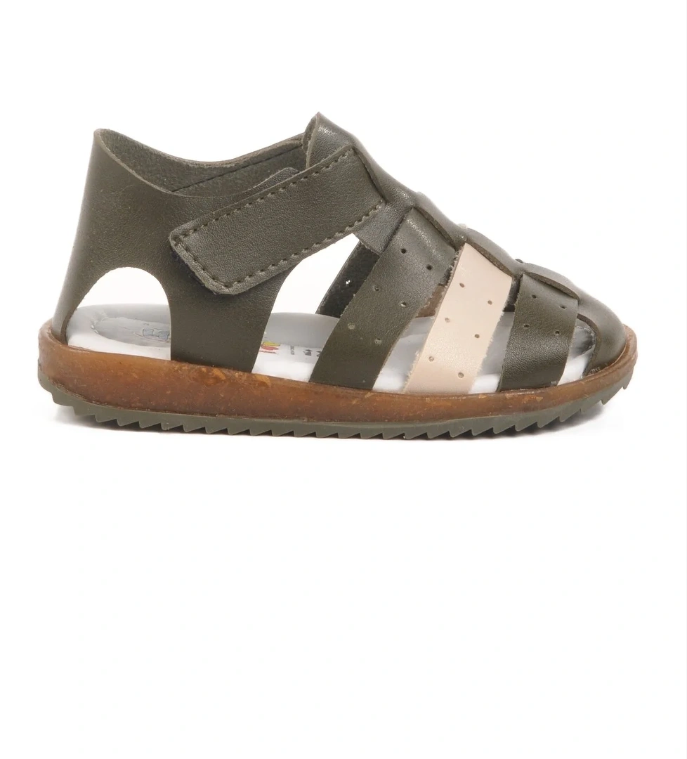 Aspor Haki Bej Cırtlı Erkek Çocuk Sandalet Ayakkabı