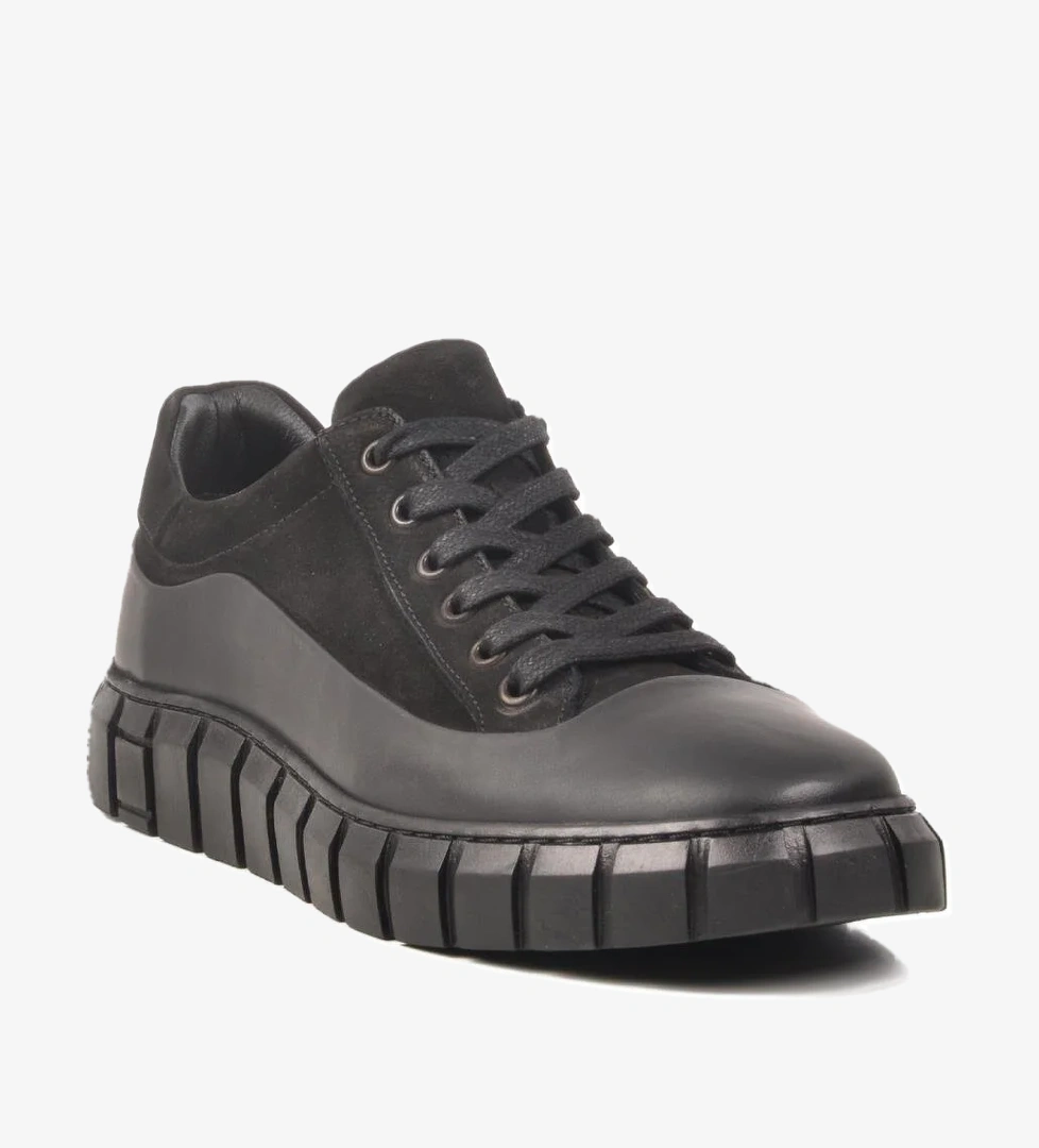 Siyah Nubuk Hakiki Deri Erkek Sneaker 2K0674-7662 M - Görsel 1