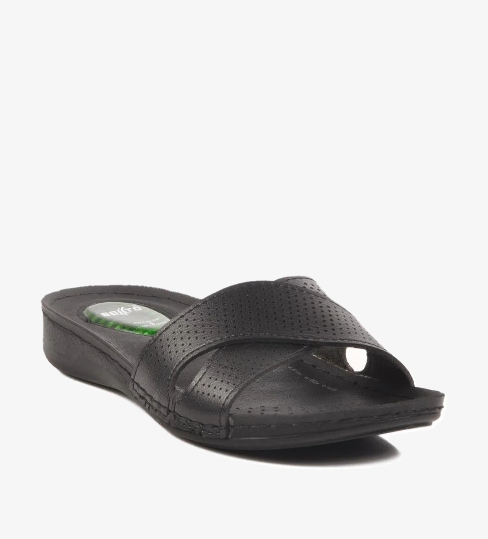 Ayakmod Siyah Bej Jel Tabanlı Kadın Terlik Bento 6806 Z model görseli