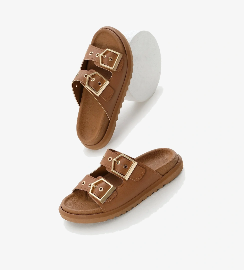 Kadın Taba Poli Taban Çift Bantlı Tokalı Terlik