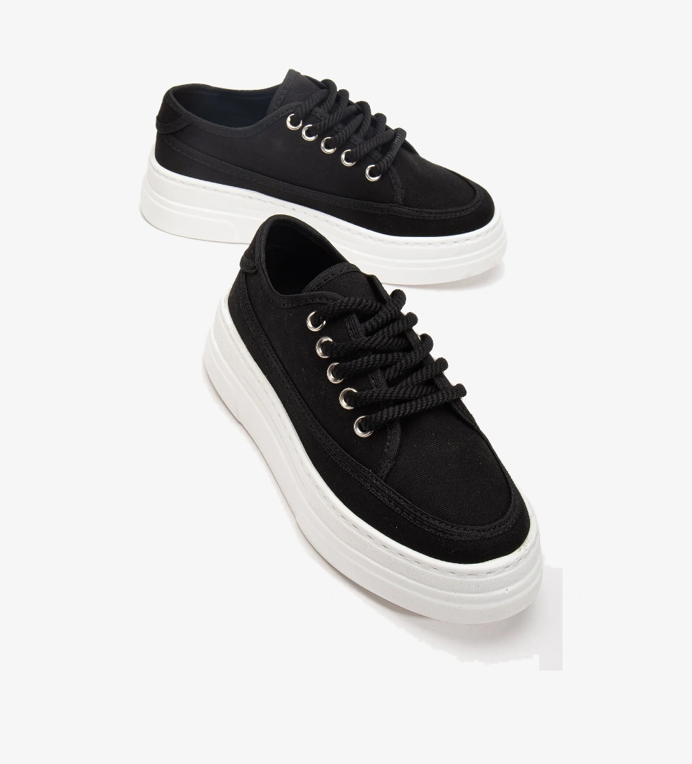 Tonny Black Kadın Poli Taban Keten Halat Bağcıklı Spor Ayakkabı model görseli