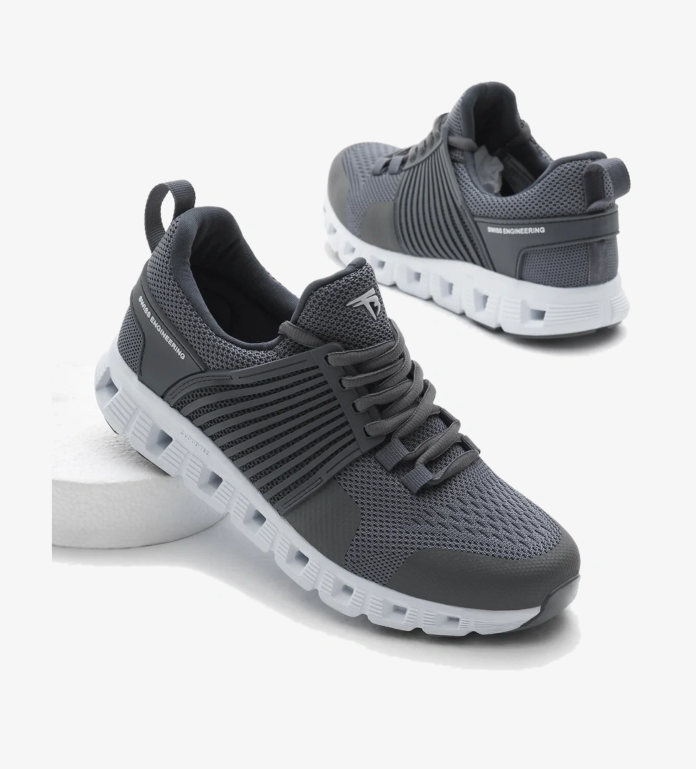 Unisex Füme Tasarım Termo Taban Şeritli Nefes Alabilen Kumaş Bağcıklı Spor Ayakkabı