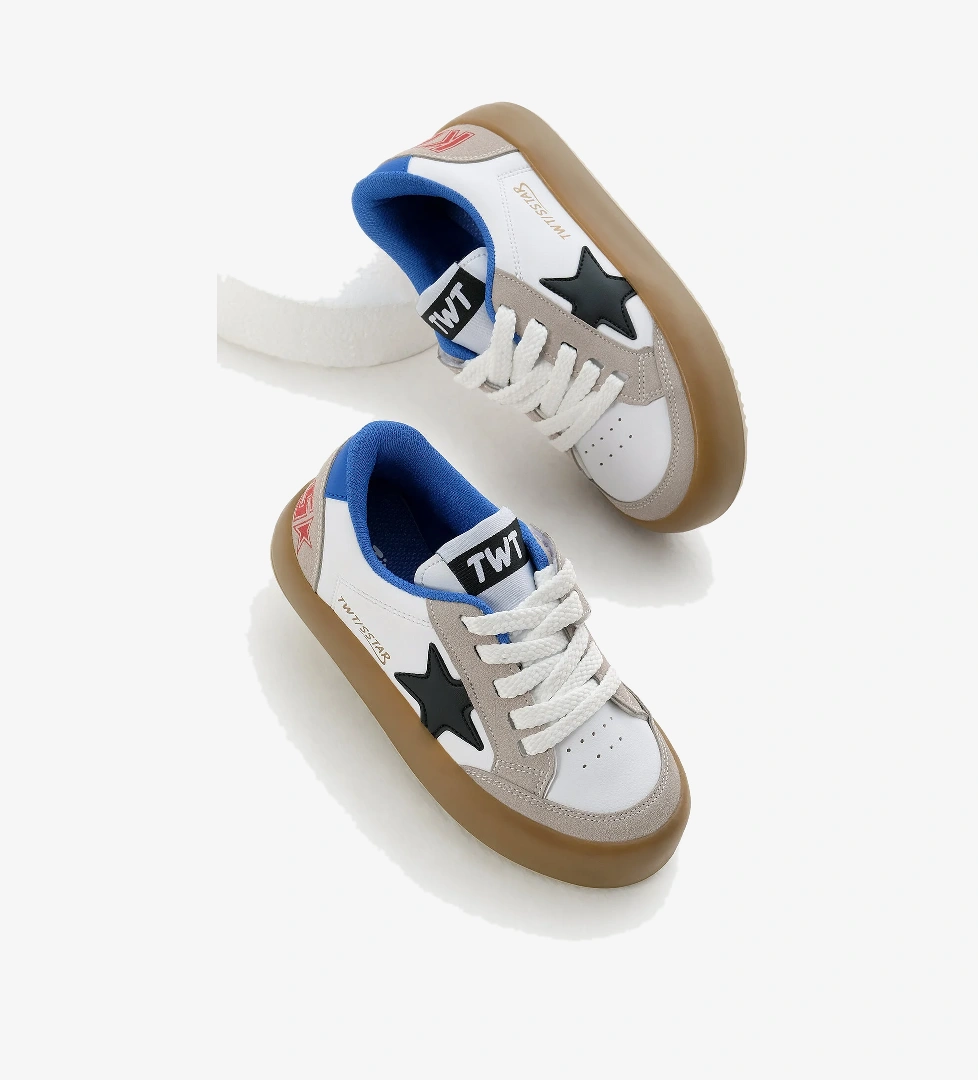 Çocuk Unisex Beyaz Sax Termo Taban Yıldız Detaylı Bağcıklı ve Cırtlı Spor Ayakkabı