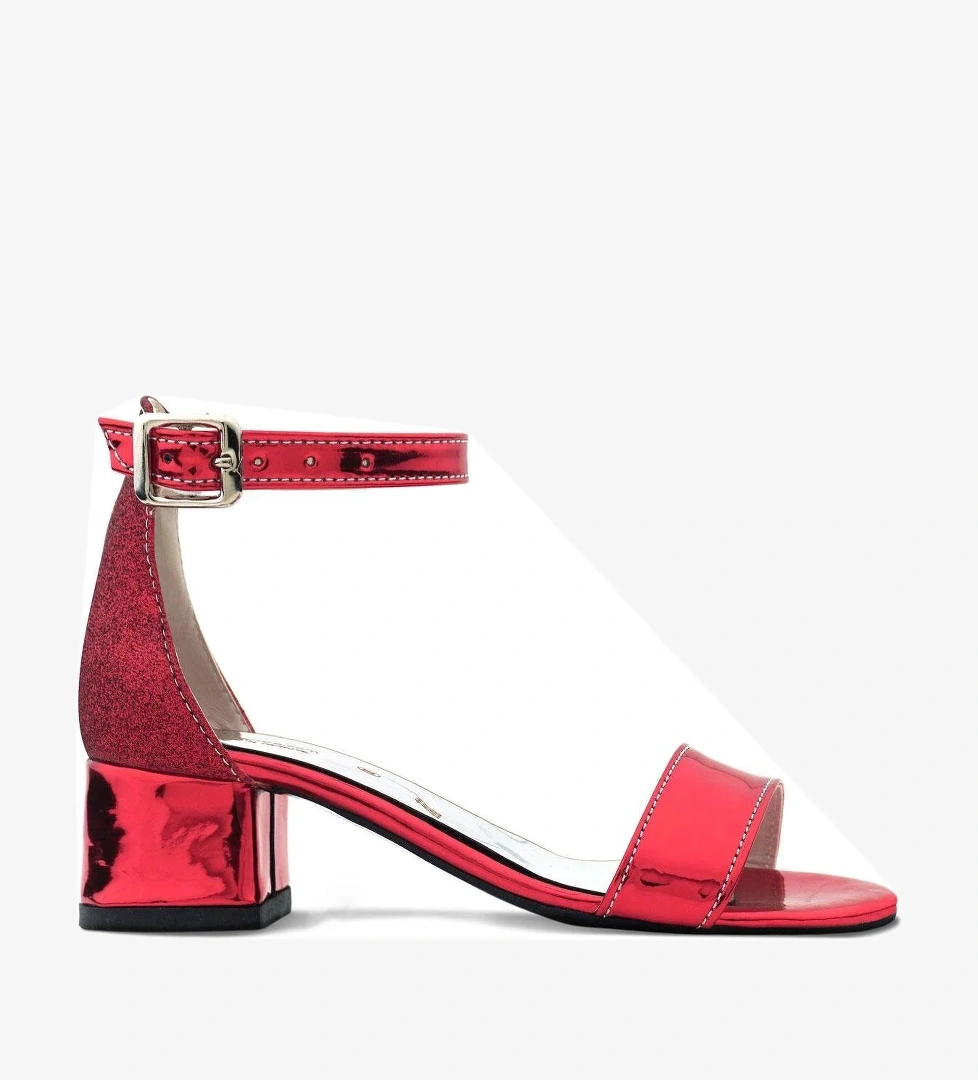 Hapshoe Kids Elsa Kırmızı Aynalı Kalın Topuklu Kız Çocuk Abiye Ayakkabı model görseli