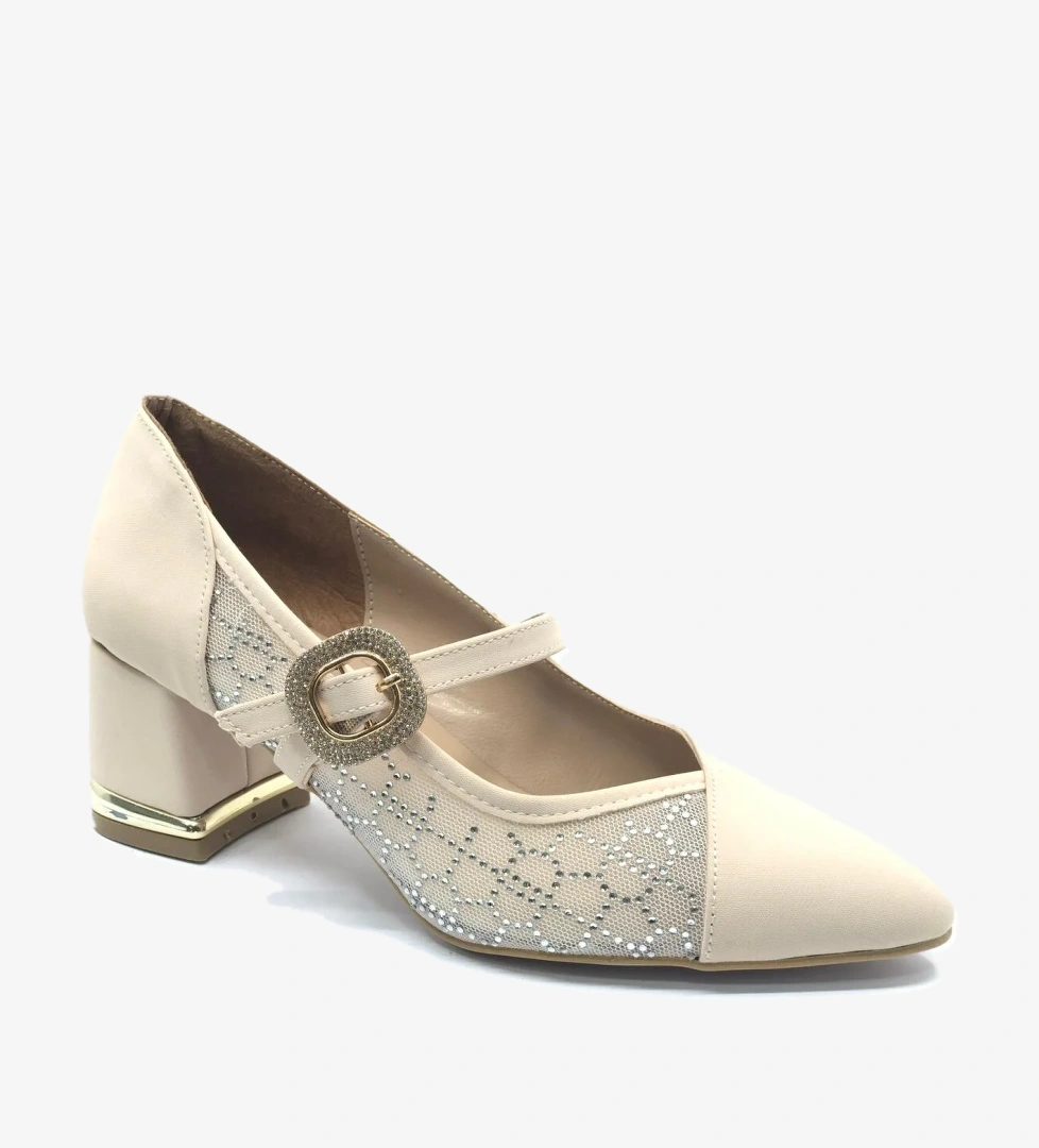 Yanı Şeffaf Toka Detaylı Kadın Topuklu Ayakkabı