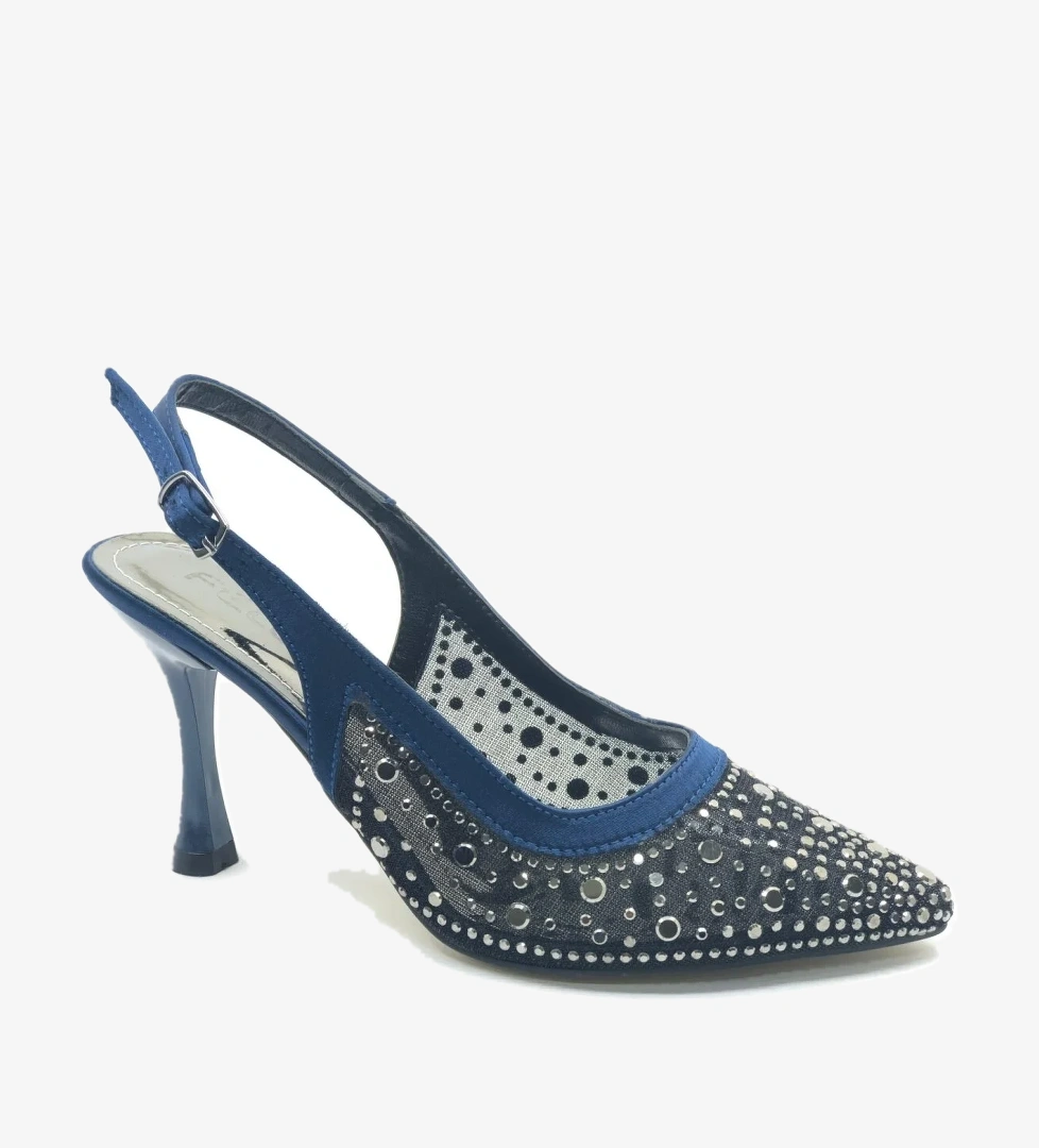 Arkası Açık Şeffaf Taş Detaylı Sindirella Kadın Topuklu Ayakkabı