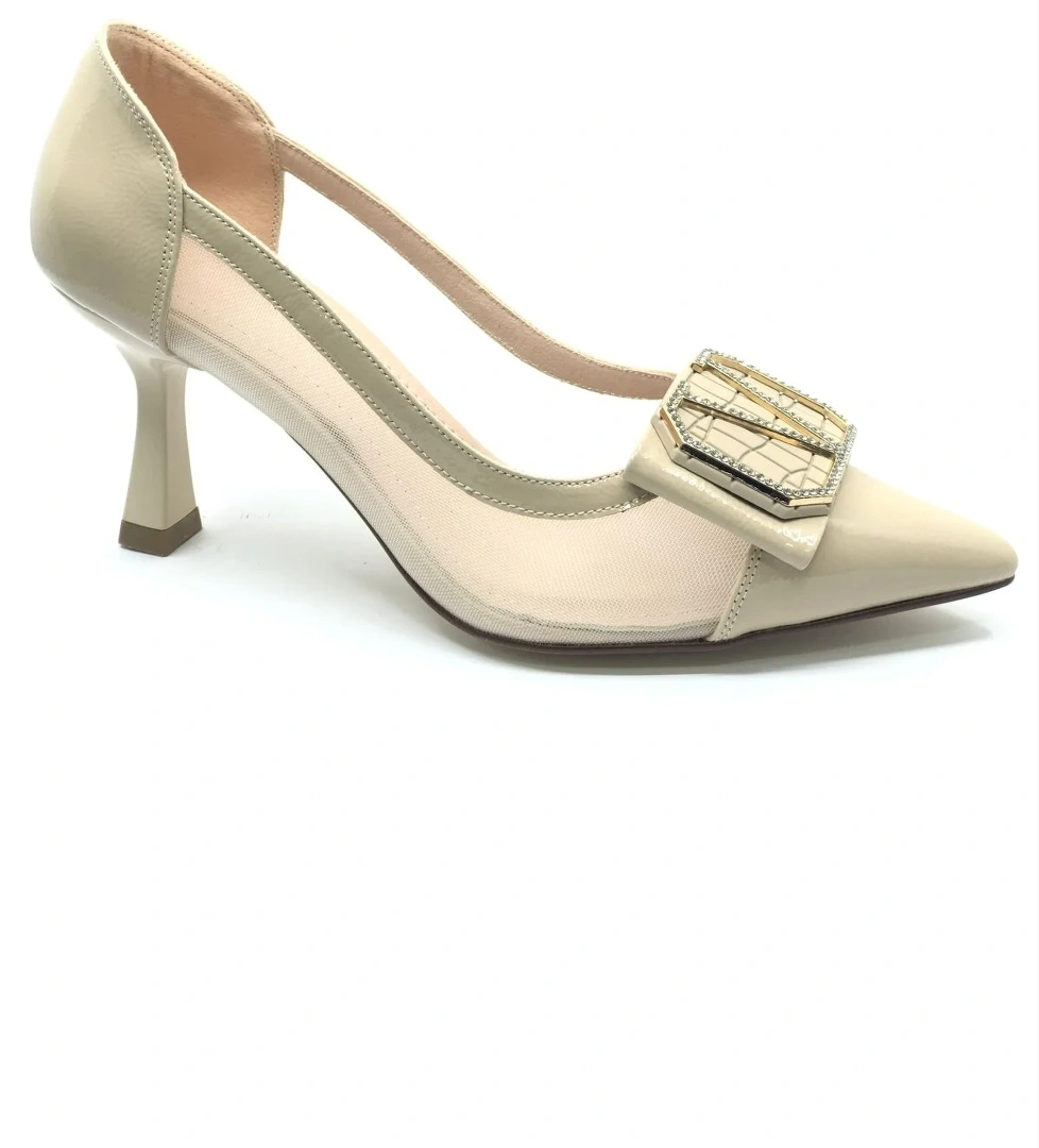 Yanı Şeffaf V Toka Detaylı Kadın Topuklu Ayakkabı - Görsel 1