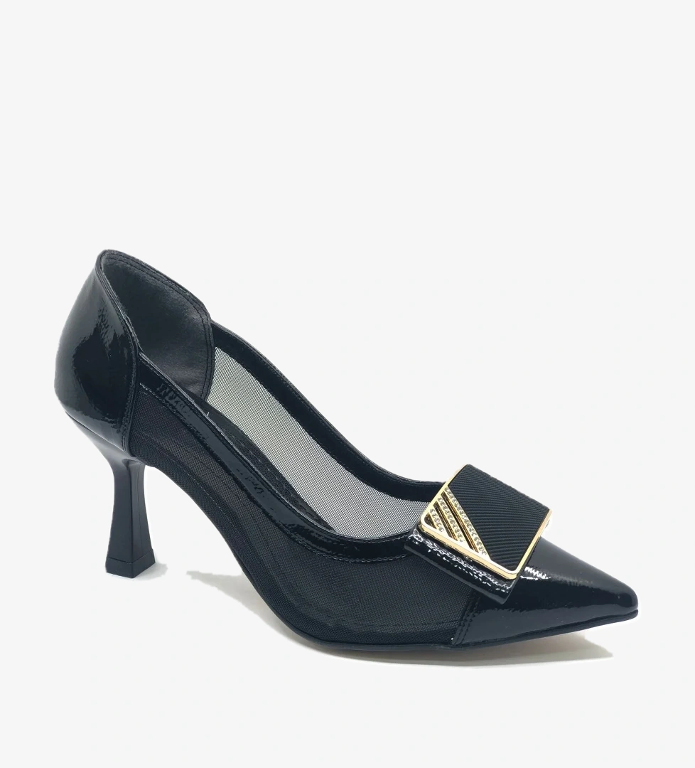 Feles Yanı Şeffaf Taş Toka Detaylı Kadın Topuklu Ayakkabı model görseli