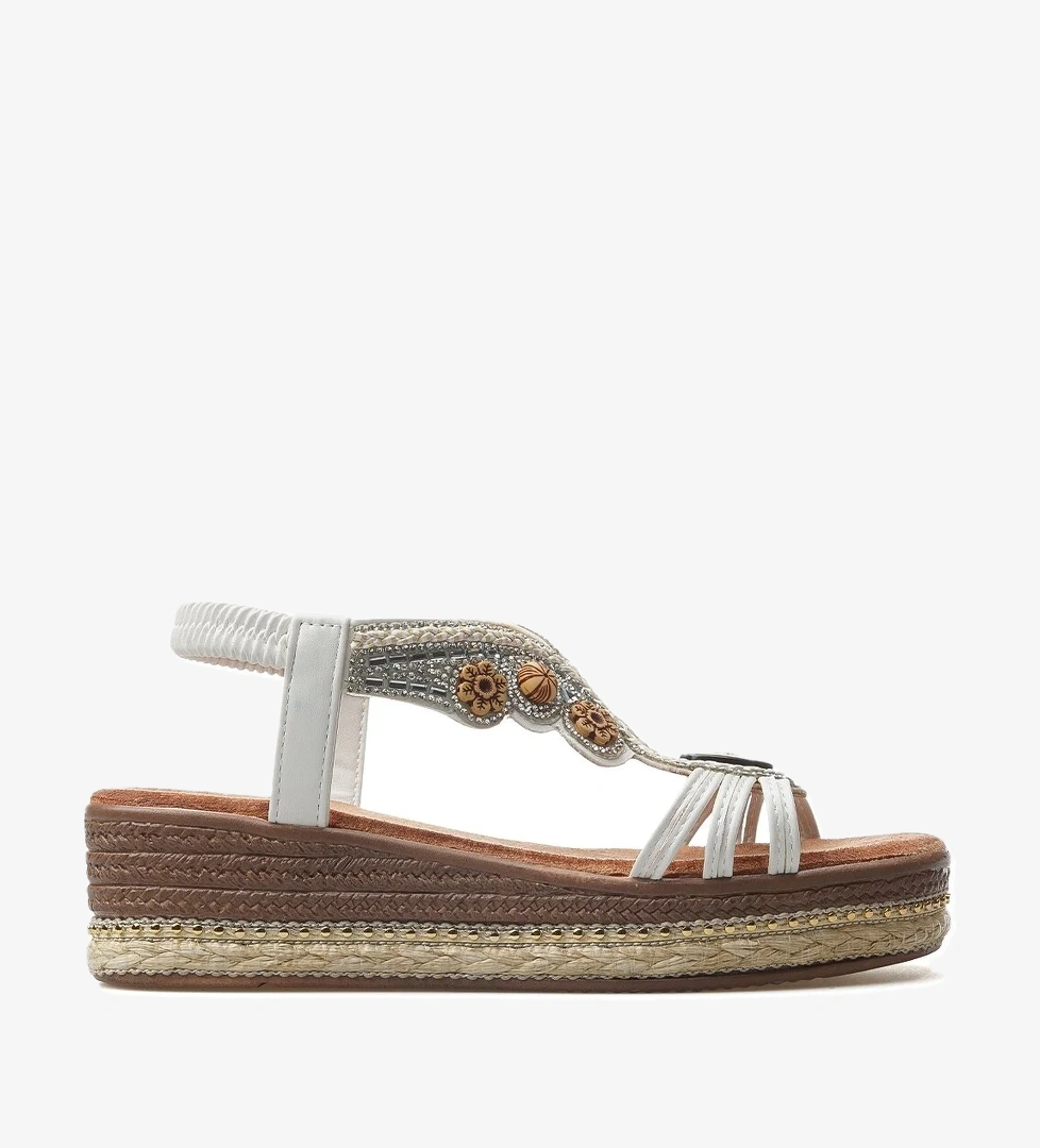 Guja Kadın Taş Detaylı Günlük Sandalet 25y 25y171-1 Z Beyaz Siyah model görseli