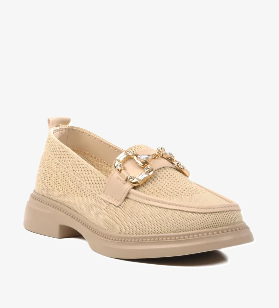 261192 Z Bej Taşlı Triko Kadın Günlük Ayakkabı