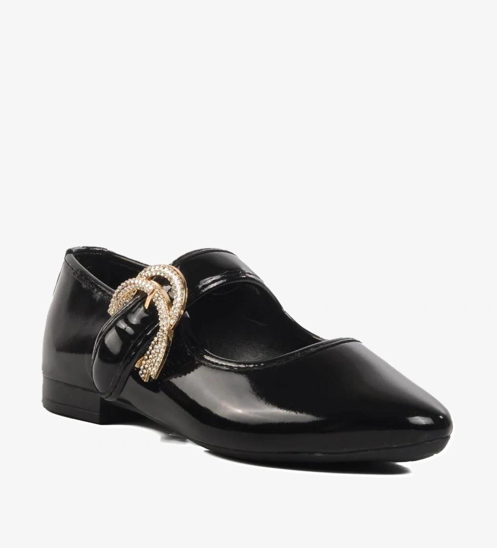 354156 Z Siyah Rugan Taşlı Kadın Babet - Görsel 1