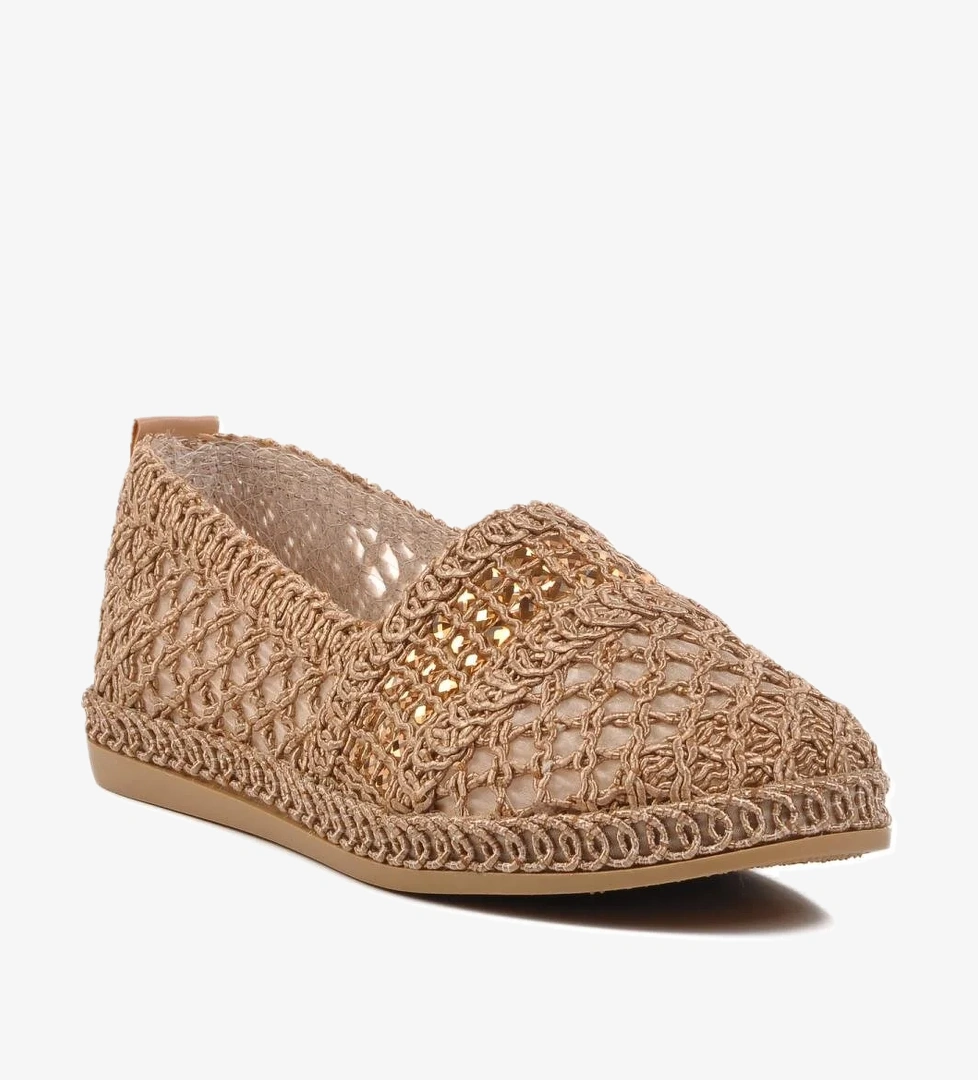 PC-54570 Z Vizon Hasır Örgü Taşlı Kadın Babet