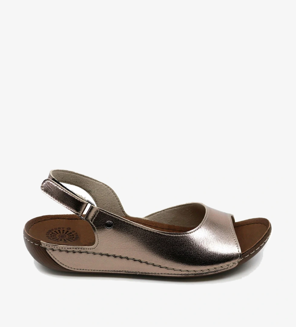 Kadın Suni Deri Sandalet 29170 Platin - Görsel 1