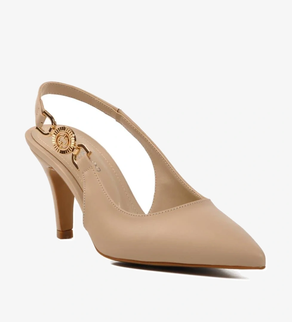 312390 Z Bej Kadın Topuklu Ayakkabı