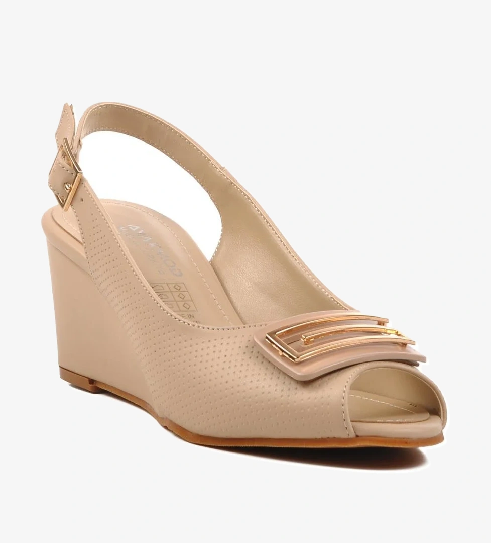 312334 Z Bej Kadın Topuklu Ayakkabı - Görsel 1