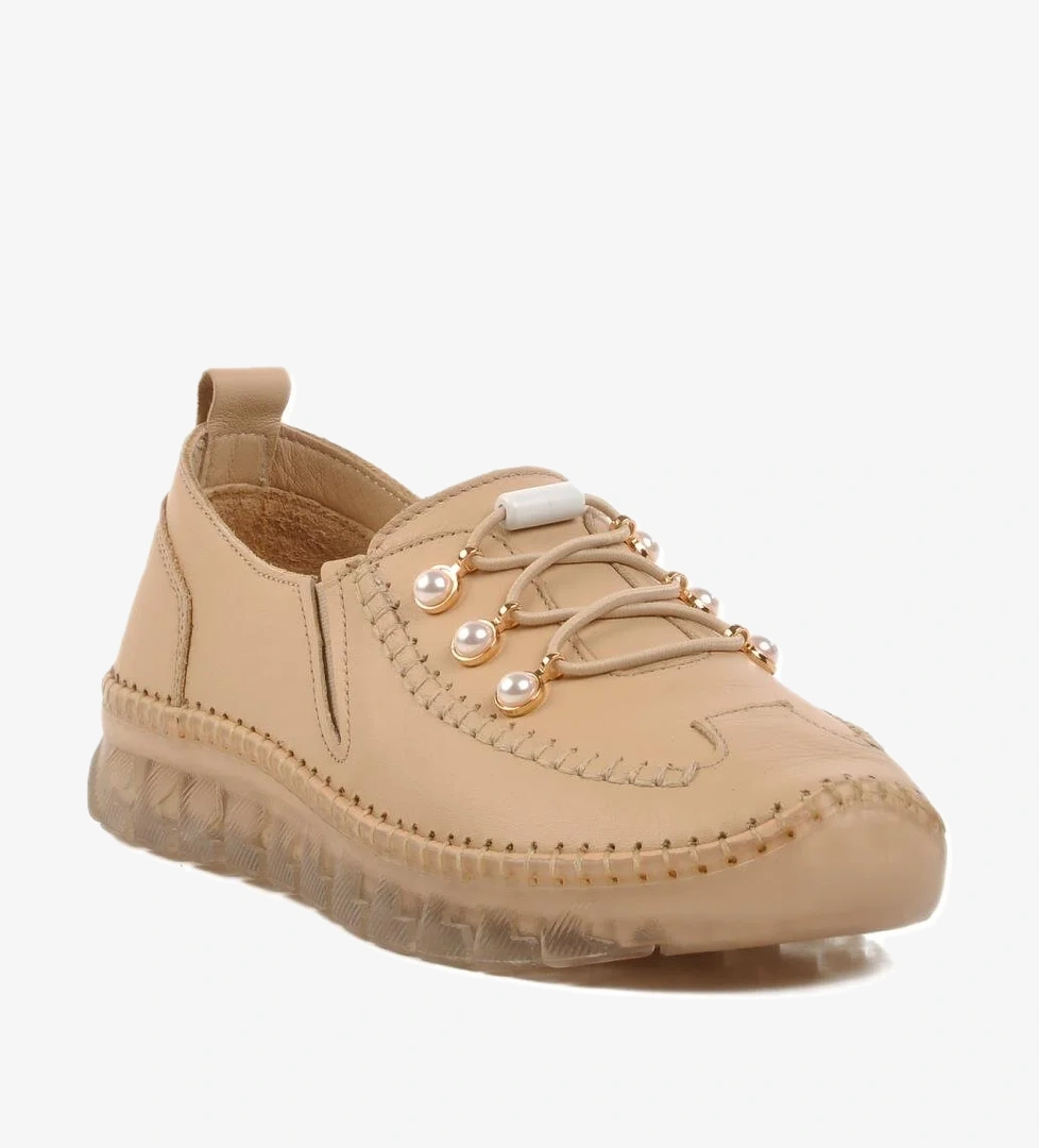 Voyager 9871 Z Siyah Bej Hakiki Deri Anatomik Taban Kadın Günlük Ayakkabı model görseli