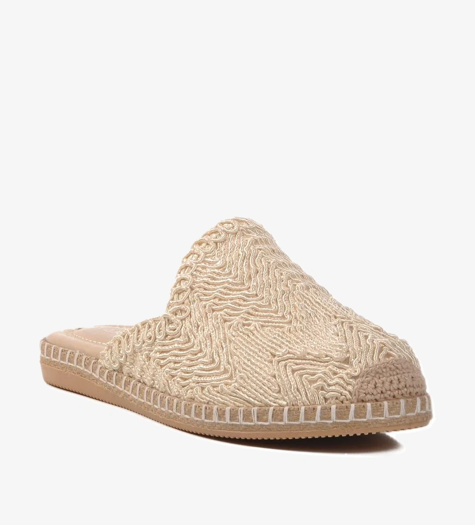 542042 Z Bej Hasır Örgü Kadın Terlik - Görsel 1