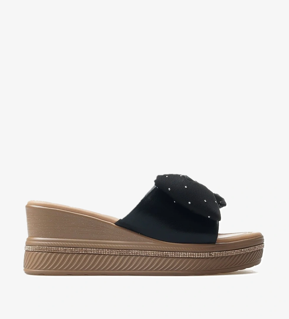 Guja Kadın Dolgu Topuklu Taş Detaylı Günlük Terlik 25y 25y399 Z Bej Siyah model görseli