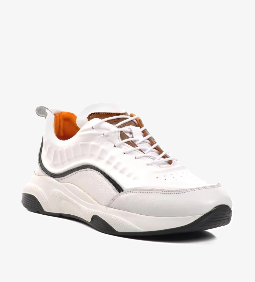 Premium 495 M Beyaz Hakiki Deri Erkek Sneaker