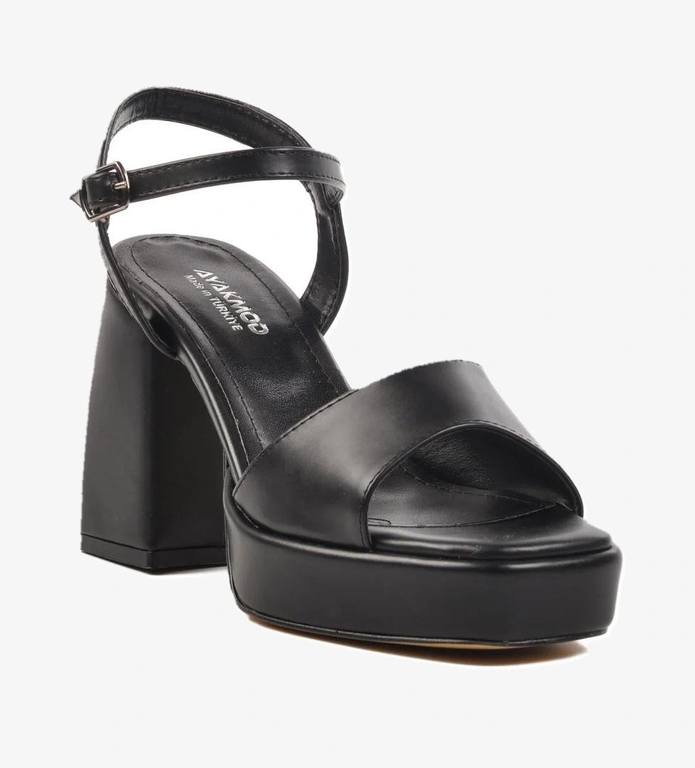 284091 Z Siyah Kadın Platform Topuk Ayakkabı - Görsel 1