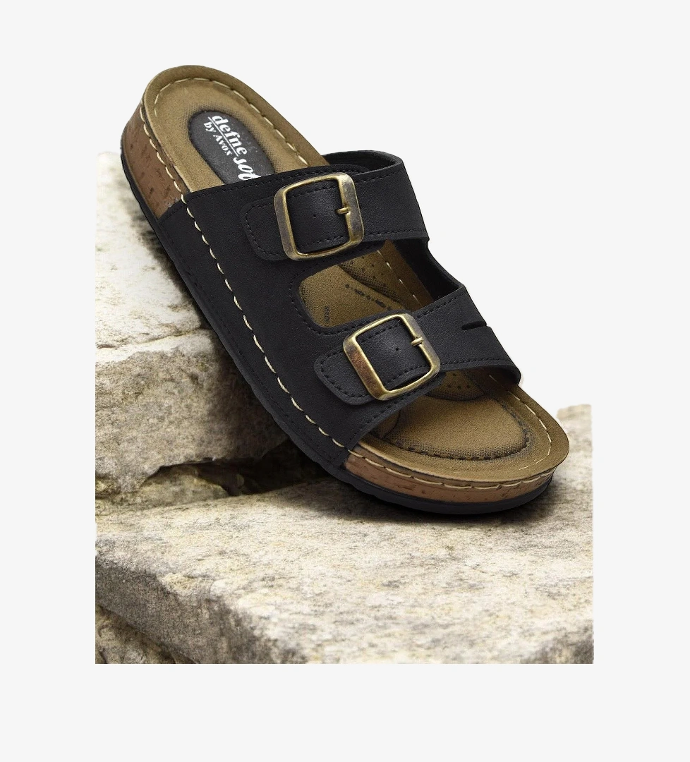 370 Rahat Ortopedik Taban Günlük Kadın Terlik Çift Toka Kadın Terlik - Görsel 1