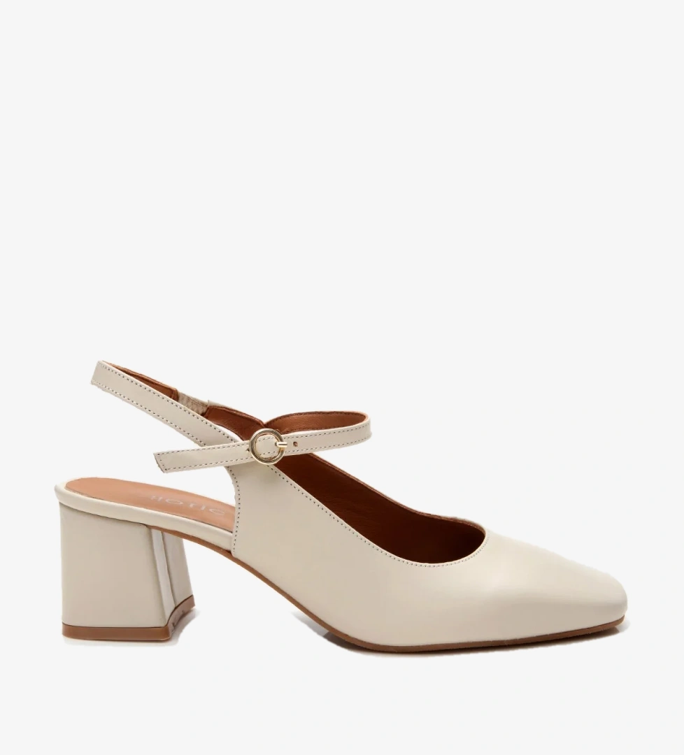 Hotiç Bej Hotiç Hotiç Deri Kadın Arkası Açık Topuklu Ayakkabı